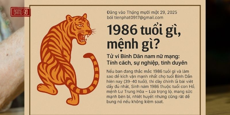 1986 Tuổi Gì, Mệnh Gì