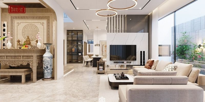 Mẫu Phòng Thờ Kết Hợp Phòng Khách Hiện đại