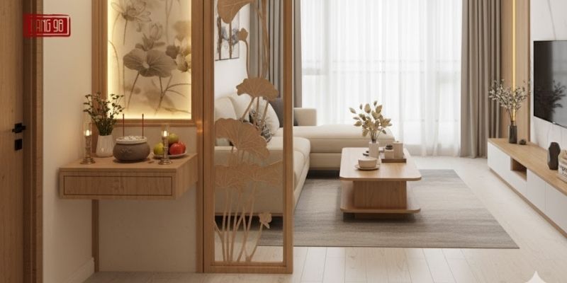 Mẫu Phòng Thờ Kết Hợp Phòng Khách