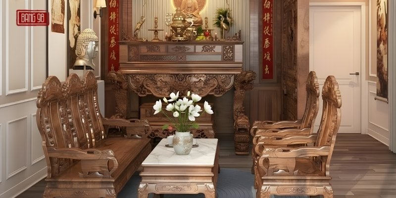 Mẫu Bàn Thờ Chung Với Phòng Khách