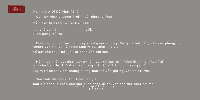 Mẫu Văn Khấn Lập Bàn Thờ Thần Tài 1