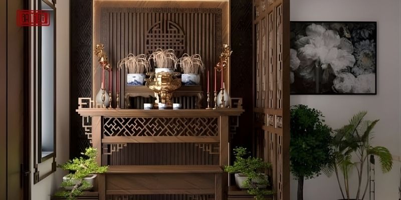 Vách Ngăn Phòng Thờ Kết Hợp Phòng Khách